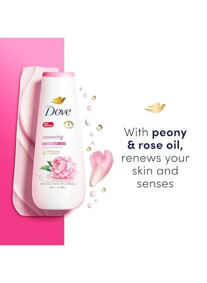 دوف غسول الجسم دوف المجدد بزيت الفاوانيا والورد، 591 مل | ترطيب دقيق يجدد البشرة لمدة 24 ساعة | خالٍ من الكبريتات والبارابين | منظف لطيف ومرطب لبشرة ناعمة وصحية المظهر - Image 3